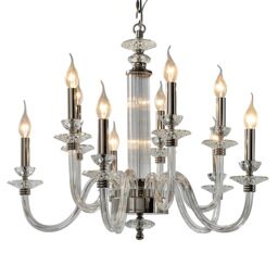 P9477-5+5 Nickel/Iron+clear glass+clear crystal Люстра (MODERN LAMP)