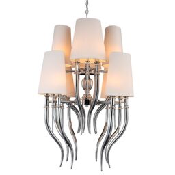 P7303-8+8 Chrome/Iron+ cleare crystal+ fabric shade Люстра (MODERN LAMP)