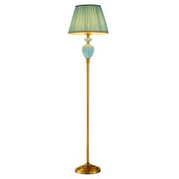 F2321-1A Gold Brass/Iron+Light Blue fabric shade+ Ceramic Торшер (MODERN LAMP)